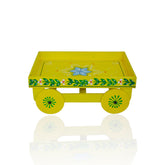 Wooden Handpained Tea Thela Serving Table Trolley-Yellow